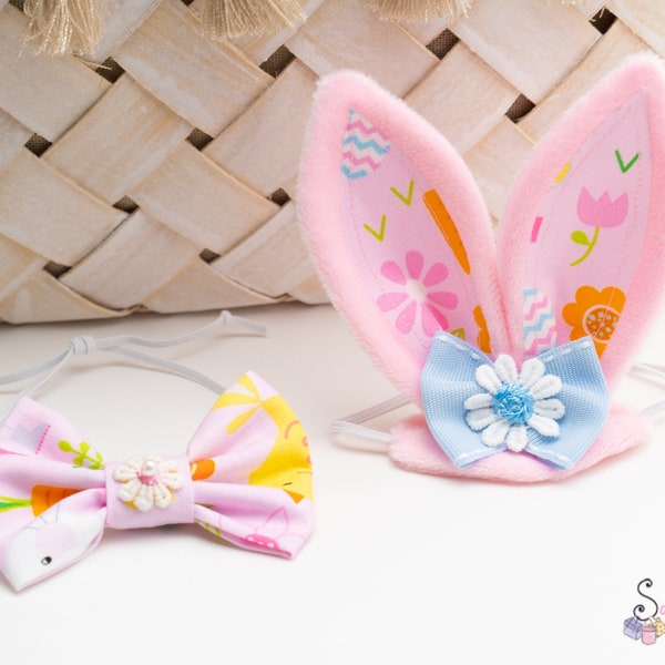 Easter Bow and Bunny ears for small pets -  Guinea Pig Bunny Ears, Rabbit Head Bow, Bunny Tie, Small Pets, Pet Supplies, Pet Couture