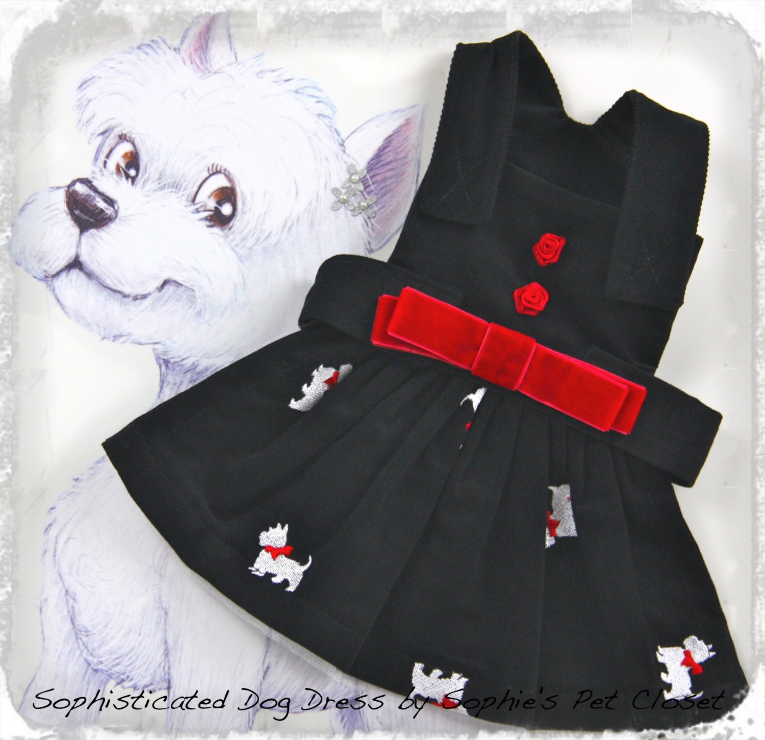 Sophisticated Black Dog Dress XS S M... Black Luxury Dog Etsy