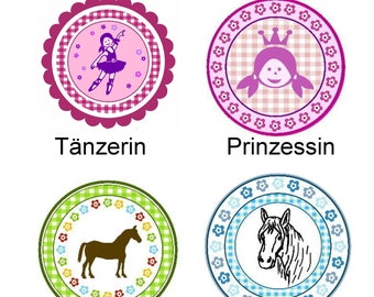 20 Aufkleber / Sticker MOTIV wählbar (Tänzerin, Prinzessin, Pferd grün, Pferd blau)