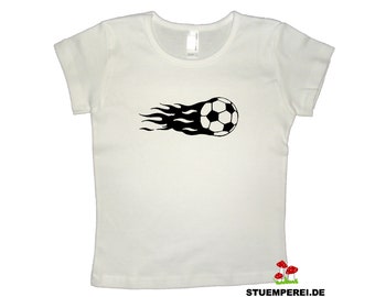 Velour-Motiv Flockbügelbild FUSSBALL ... Flammen