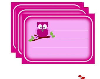 10 stickers for the school owl pink
