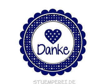 20 Aufkleber / Sticker MOTIV ...DANKE blau