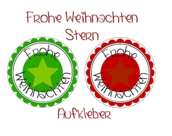 20 Aufkleber Frohe Weihnachten STERN