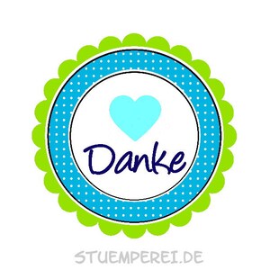 20 Aufkleber / Sticker MOTIV ...DANKE blau - grün