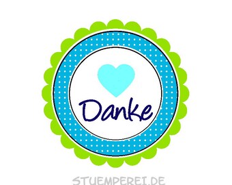 20 Aufkleber / Sticker MOTIV ...DANKE blau - grün