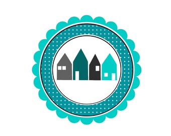 20 stickers/stickers MOTIV ... e.g. houses blue
