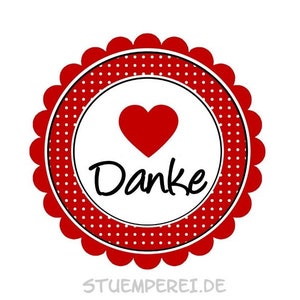 20 Aufkleber / Sticker MOTIV ...DANKE rot