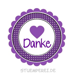 20 Aufkleber / Sticker MOTIV ...DANKE lila