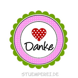 20 Aufkleber / Sticker MOTIV ...DANKE rosa - grün