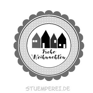 20 Aufkleber "Frohe Weihnachten" grau-schwarz