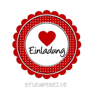 20 Aufkleber / Sticker MOTIV ... Einladung rot dot