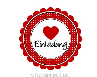 20 Aufkleber / Sticker MOTIV ... Einladung rot dot