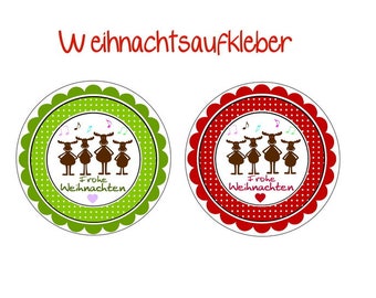 20 Aufkleber / Sticker Frohe Weihnachten #2