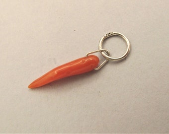 20mm PENDANT coral horn ''CORNETTO'' - red coral pendant-  lucky horn