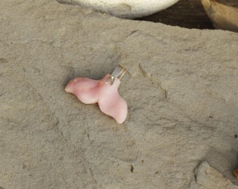Opaal hanger 'FLUKE' -OPR 3- walvisstaart in roze opaal en zilver- opaal en goud- Marine hanger- nautische ketting- heren- en dameshanger