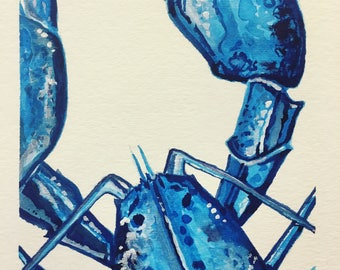 Blue Lobster watercolor print