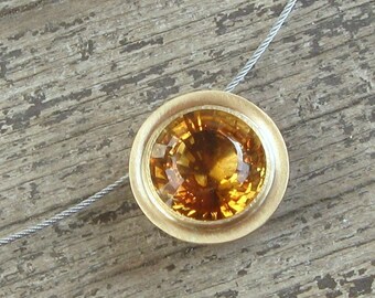 Citrine pendant in 750 gold and sterling silver on hoop
