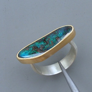 Boulder Opal Ring in Gold and Silver