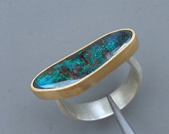 Boulder Opal Ring in Gold and Silver