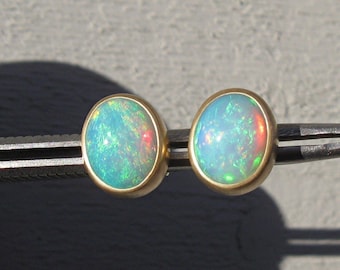 Opal earrings with 750 gold and silver