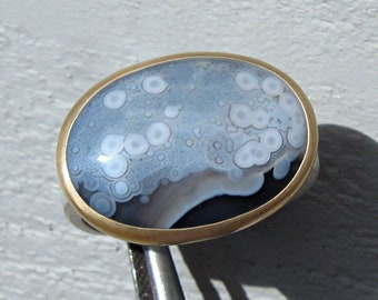 Achat Ring in 750er Gold und Sterlingsilber