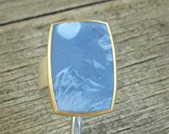 blauer Opal Ring Landschaft Gold Silber