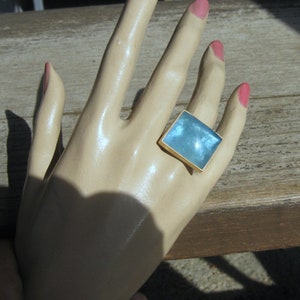 Aquamarine ring in 750 gold and sterling silver image 8