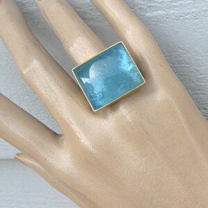 Aquamarine ring in 750 gold and sterling silver image 6