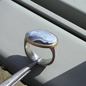 Achat Ring in 750er Gold und Sterlingsilber Bild 3