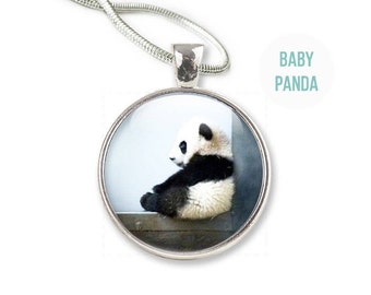 Panda Necklace - Photo Panda Necklace Panda Jewelry - Glass Panda Pendant (NP1)