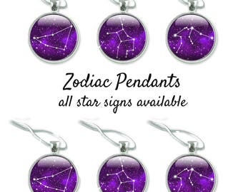 Key Chain Gift one jewerly Aquarius Keyring Purple Horoscope Keyring Zodiac Keychain Constellation Charms Aquarius Star Sign Purple Star Sign One Life