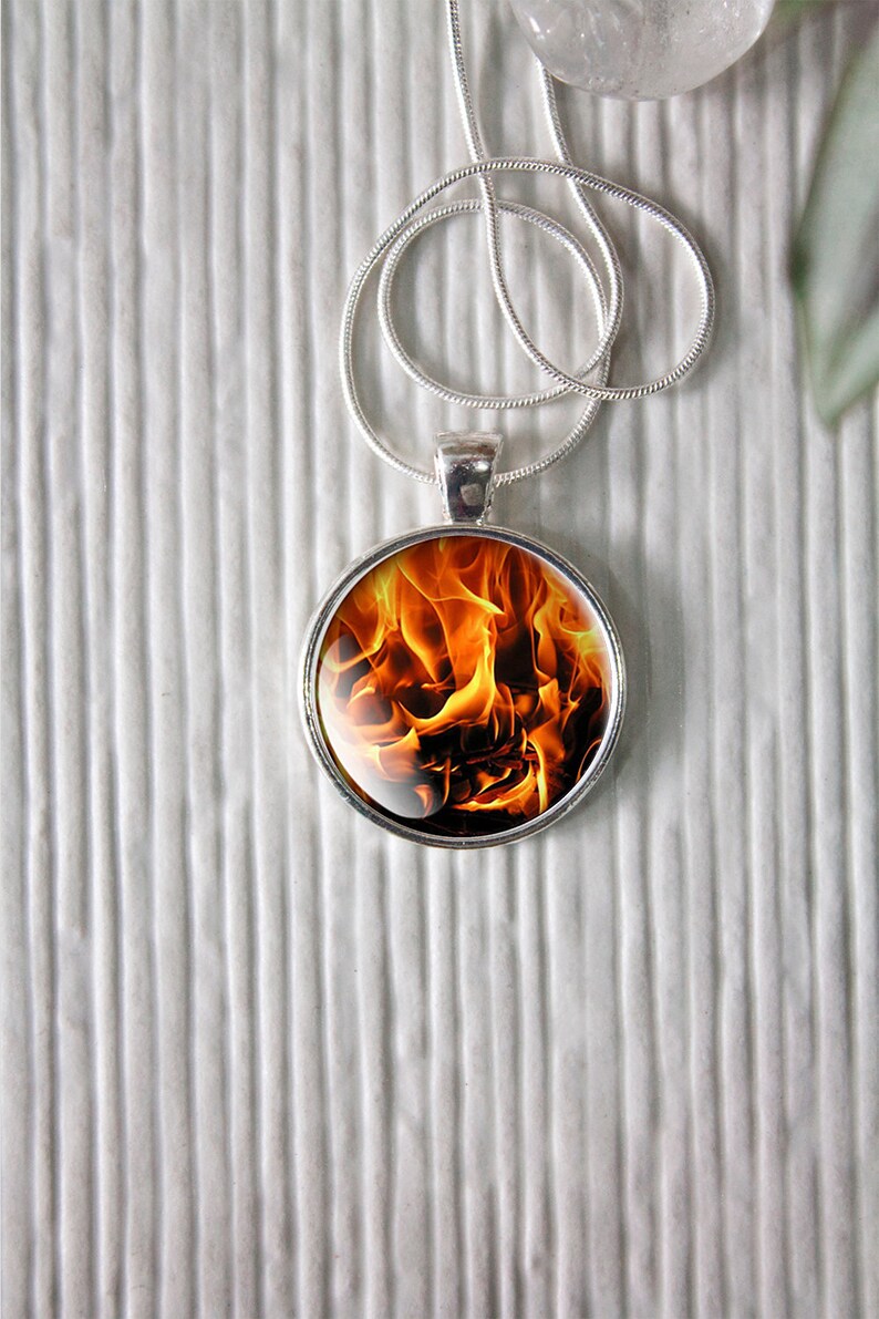 Fire Necklace Fire Flame Pendant Necklace Flames Hot Etsy