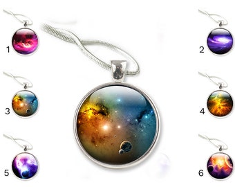 Glass Galaxy Pendant - Glass Pendant Necklace - Galaxy Glass Pendant - Other Galaxy Designs available