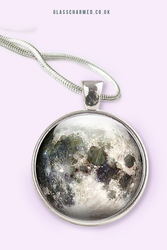 Moon necklace Moon pendant Moon jewelry Full moon jewelry Moon jewellery Universe jewelry Blue moon pendant Solar system Moon gift Moon art