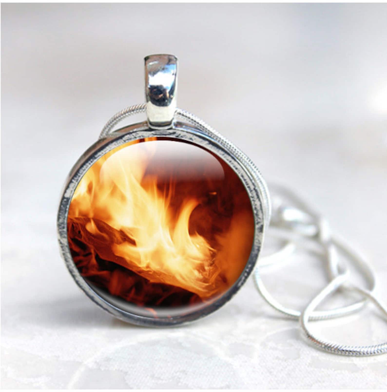 Fire Necklace Fire Flame Pendant Necklace Wearable Art Etsy