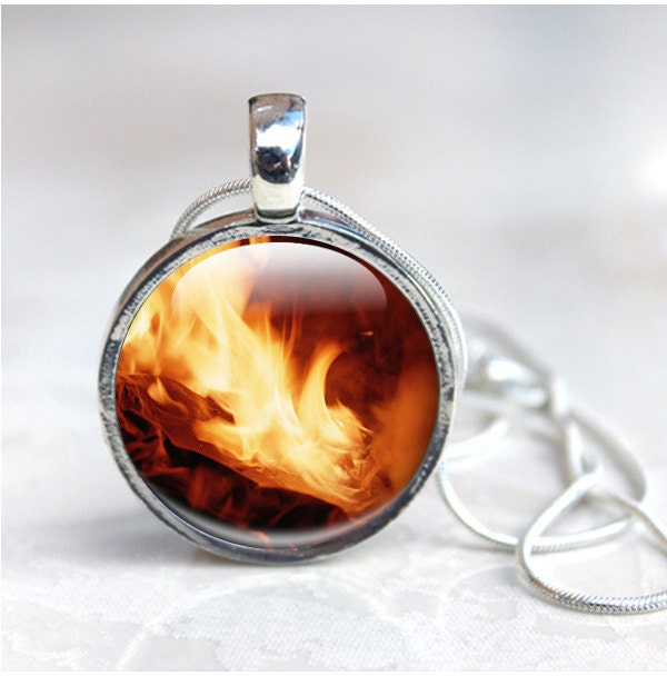 Fire Necklace Fire Flame Pendant Necklace Wearable Art Etsy