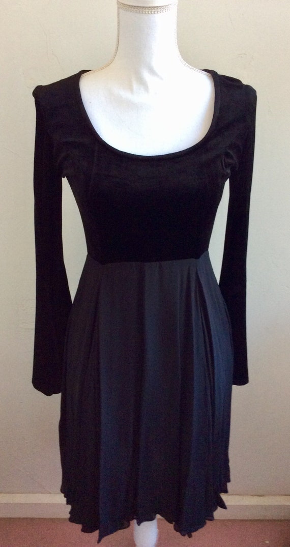 Vintage 1990s Bonnie Strauss Black Velvet Organza