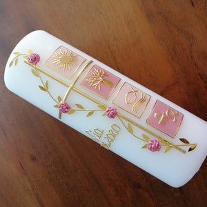 Baptismal candle girl - cross - boy - candle - baptism - handmade - no foil - incl. wax lettering