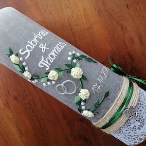 Wedding candle Rustic Rustica, vintage look, shabby, wedding candle, bridal candle, including wax label