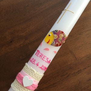 Baptism candle, communion candle, fish