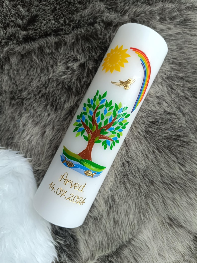 Baptism Candle Tree of Life Girl Boy, Incl. Wax Lettering Etsy
