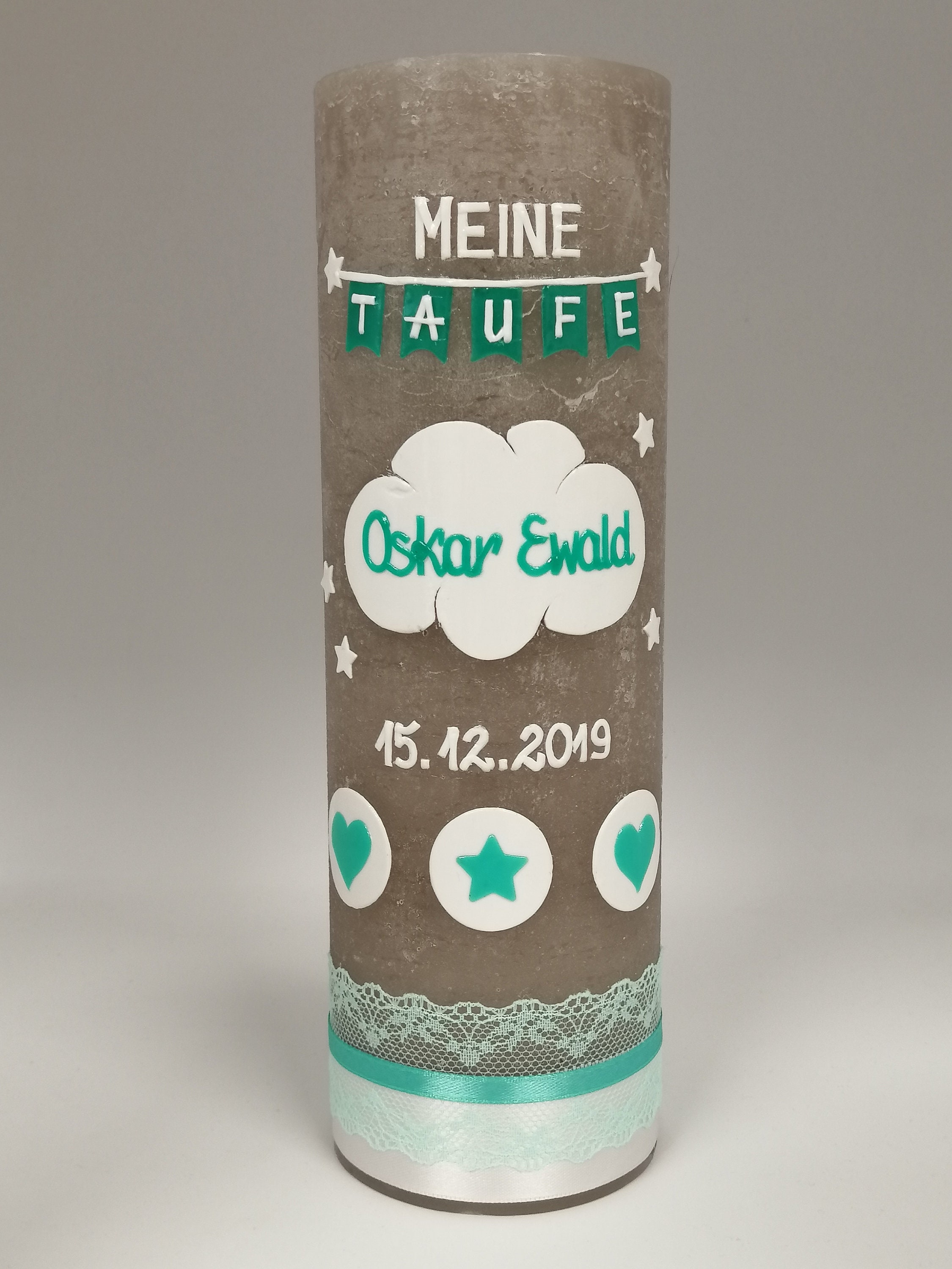 SHABBY RUSTICA wax label boy Rustic incl baptism VINTAGE look cross