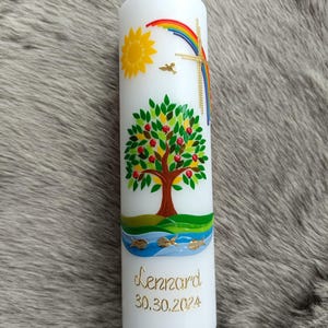 Baptismal candle tree of life boy girl