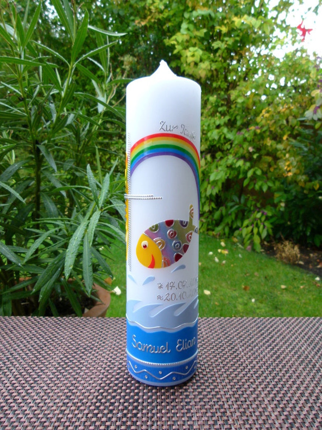 Christening Candle Colorful Fish Water Girl Boy Etsy