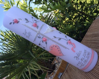 Baptism candle - cross - girl - boy - candle - baptism - handmade - no foil - incl. wax lettering