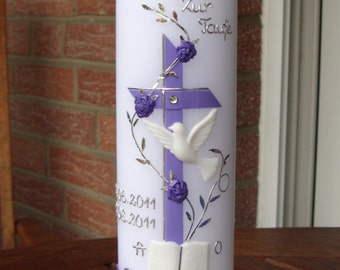 Baptism candle cross, girl, boy, incl. name and date