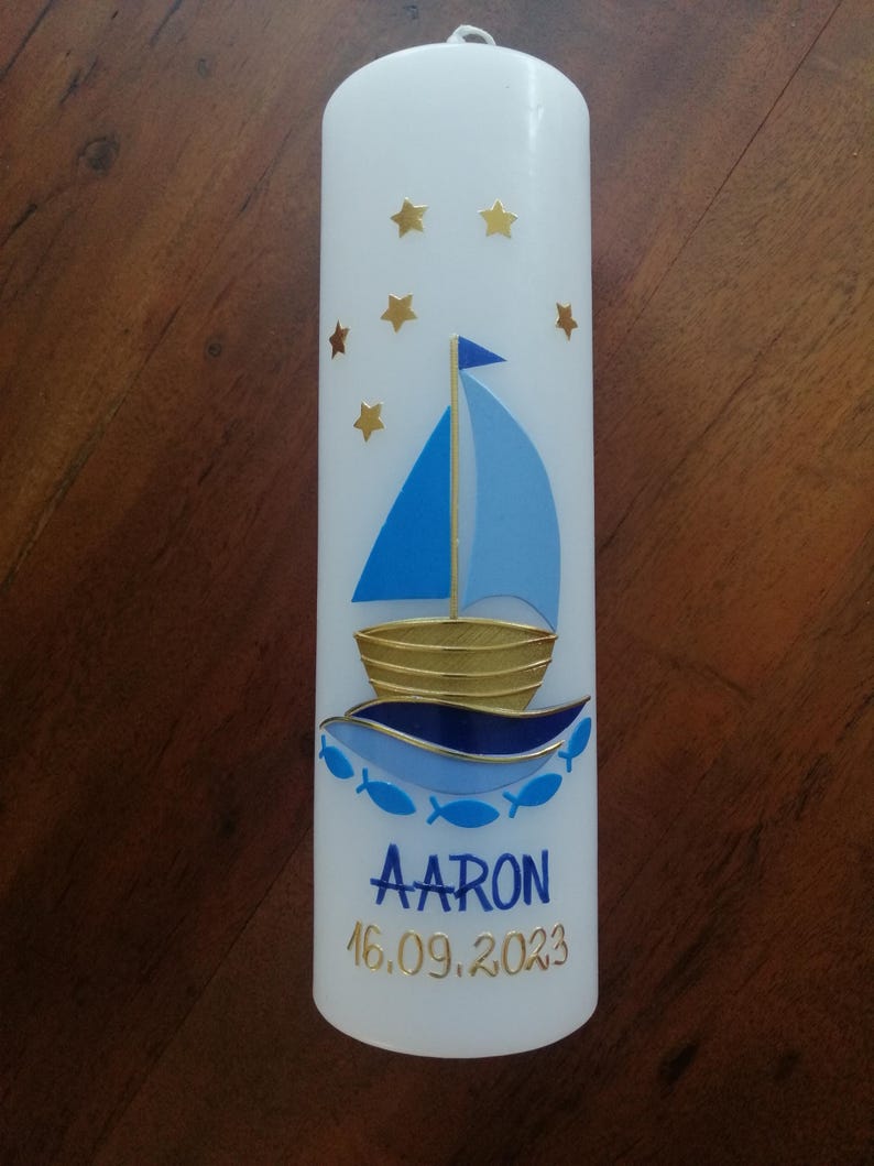 Baptism Candle Boat Boy Girl Etsy
