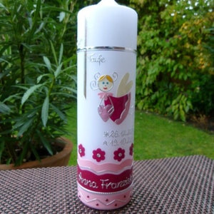 Baptismal candle girl, baptismal candle guardian angel, angel, baptism, handmade, no foil - incl. wax lettering