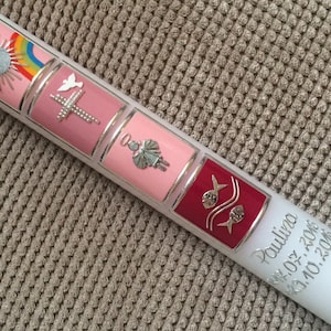 Baptism candle, communion candle, girl, pink, classic, color requests possible, also for boys