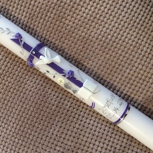 Communion candle 40x4 - Baptism candle - color of your choice